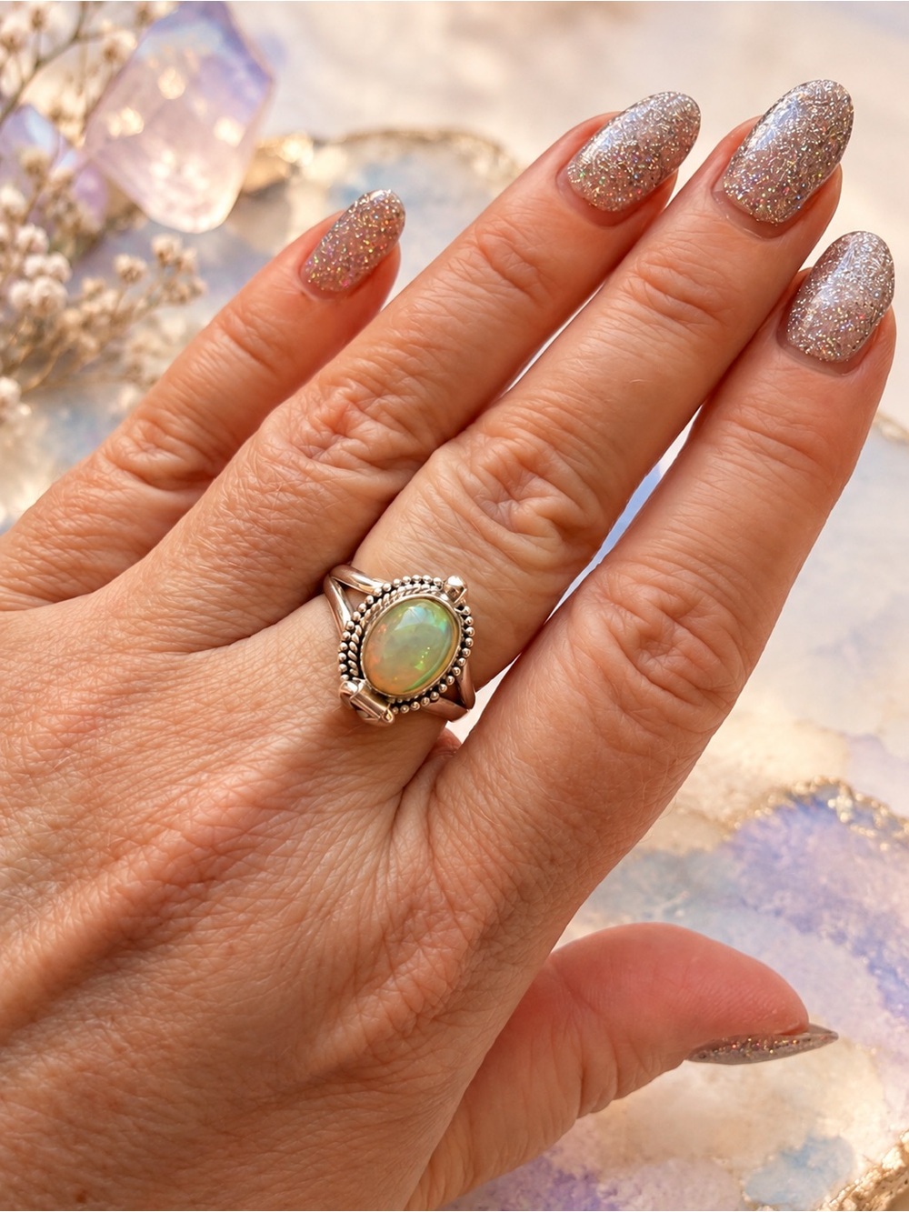Ethiopian Fire Opal Sterling Silver Poison Ring Size 9
